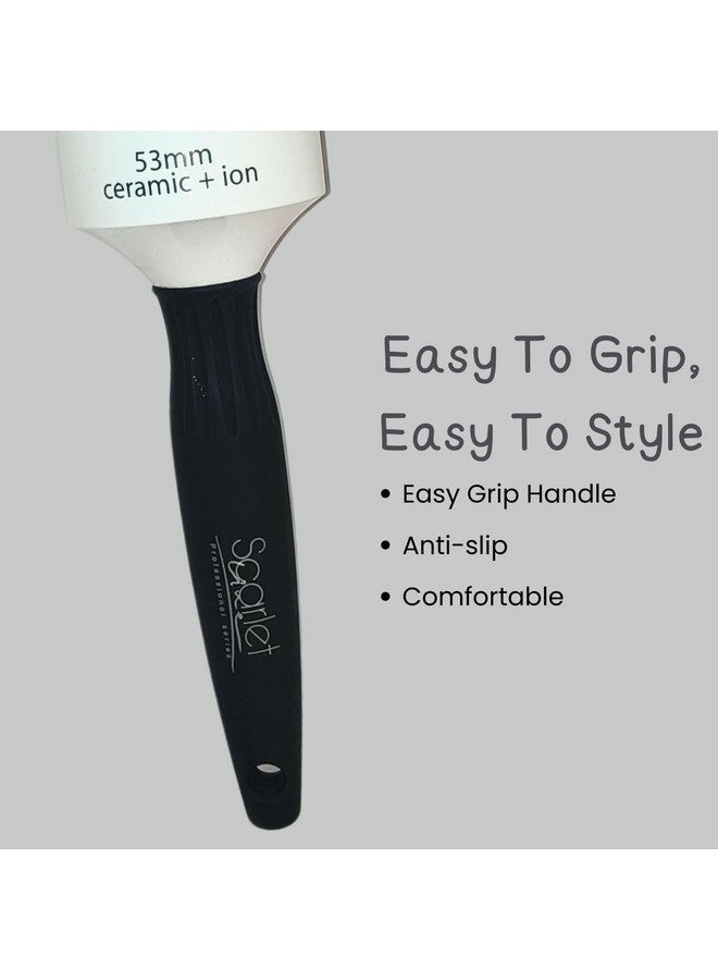 سكارليت لاين فرشاة احترافية كبيرة مستديرة لتجفيف الشعر، فرشاة أسطوانية حرارية أيون السيراميك لتصفيف دقيق، فرشاة شعر مستديرة خفيفة الوزن للنساء_53 ملم - Image 5