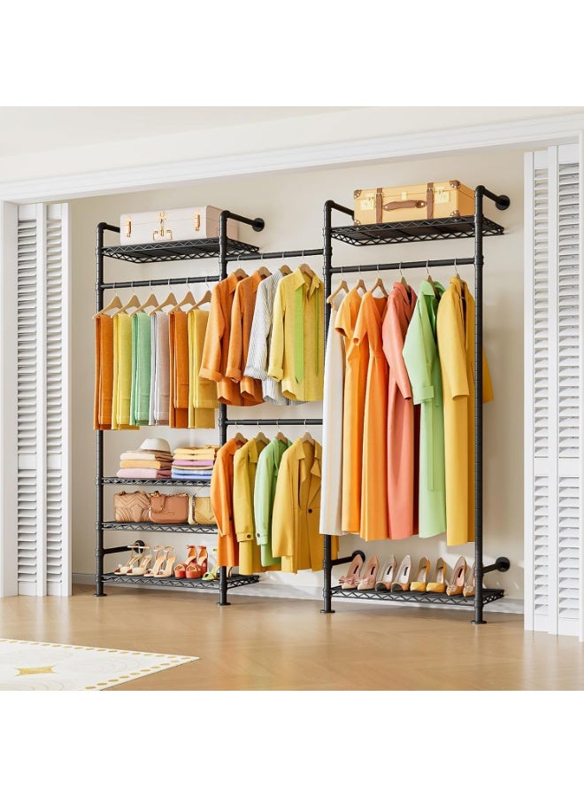 Forthcan Modular Metal Corner Wardrobe, 220 cm Height, 200–240 cm Width, with 4 Hanging Rods and Adjustable Shelves, Stable Space-Saving Structure for Bedroom and Walk-in Closet - Image 3