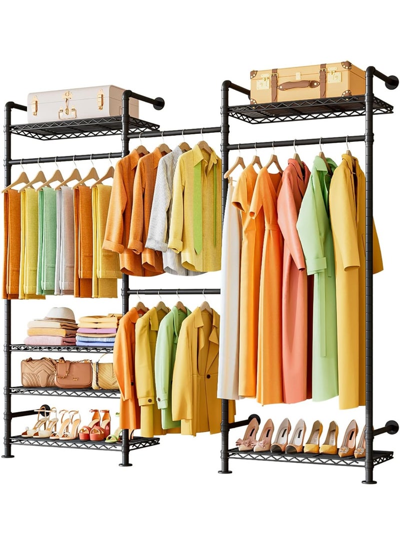 Forthcan Modular Metal Corner Wardrobe, 220 cm Height, 200–240 cm Width, with 4 Hanging Rods and Adjustable Shelves, Stable Space-Saving Structure for Bedroom and Walk-in Closet - Image 1