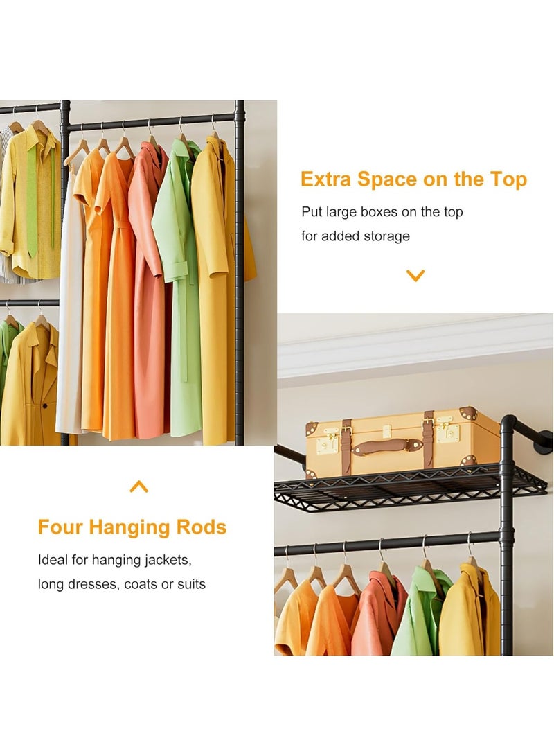 Forthcan Modular Metal Corner Wardrobe, 220 cm Height, 200–240 cm Width, with 4 Hanging Rods and Adjustable Shelves, Stable Space-Saving Structure for Bedroom and Walk-in Closet - Image 2