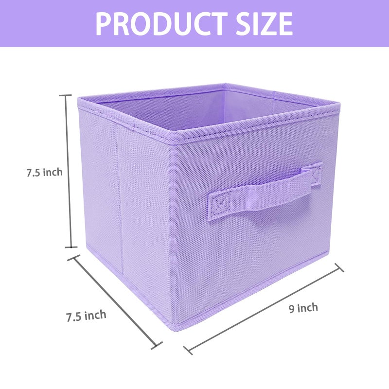 EBIGIC purple storage bins [6 Pack] 9.0""x7.5""x7.5"" Mini Storage Box Fabirc Foldable Closet Toy Organizer Collapsible Cloth - Image 2