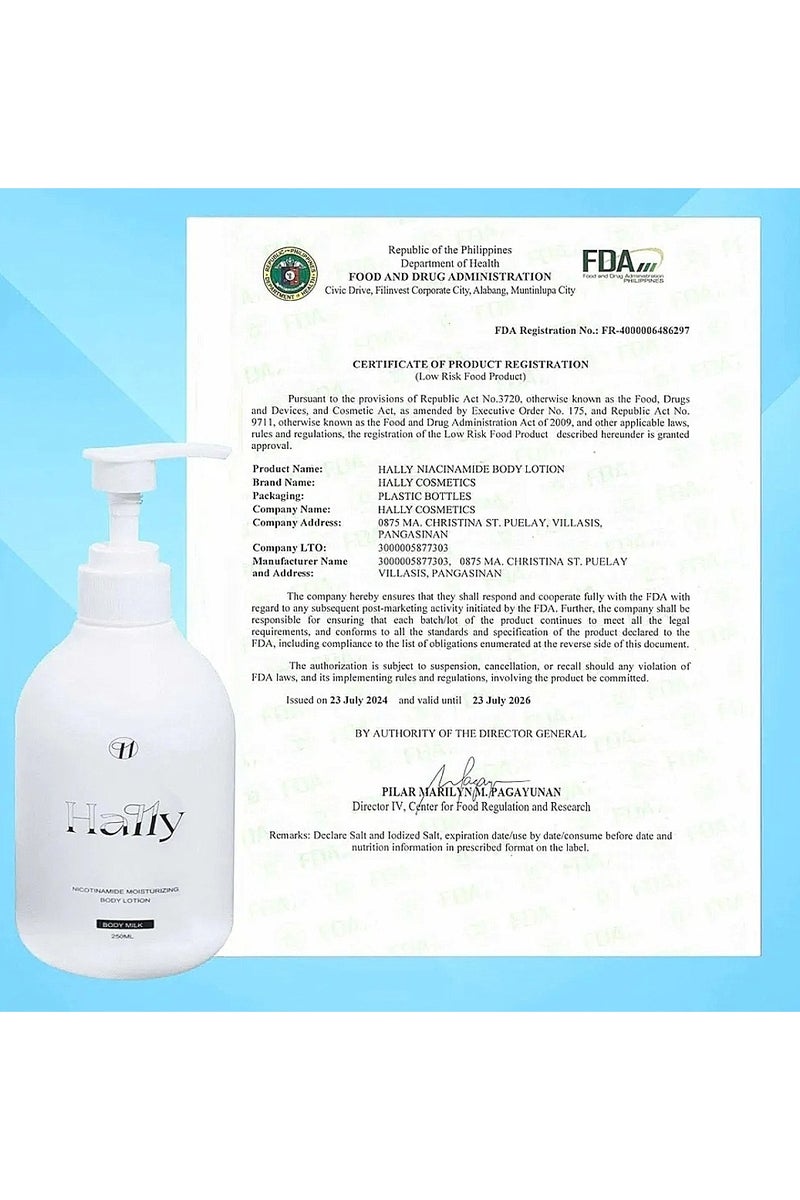 HALLY لوشن هالي نيكوتاناميد المرطب للجسم 250 مل - Image 3
