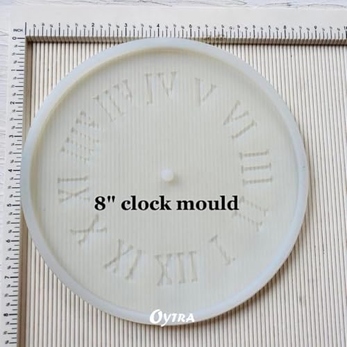 Oytra Resin Mould DIY Clock Art Silicone Mold 8 Inch with Roman Numerals Round Wall Clock Transparent Handmade Crafts Set Materials for Beginners - Image 2