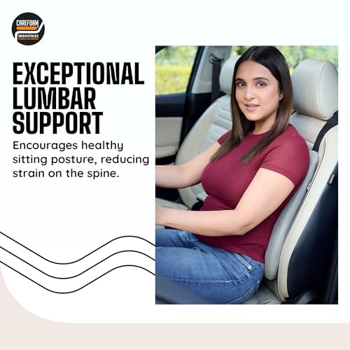 CareFoam Lumbar Support Cushion for Car | Memory Foam Back Rest for Long Drives & Daily Commutes | Fits All Car Seats | Grey Mesh | 17 x 14 x 3 Inch - Image 5