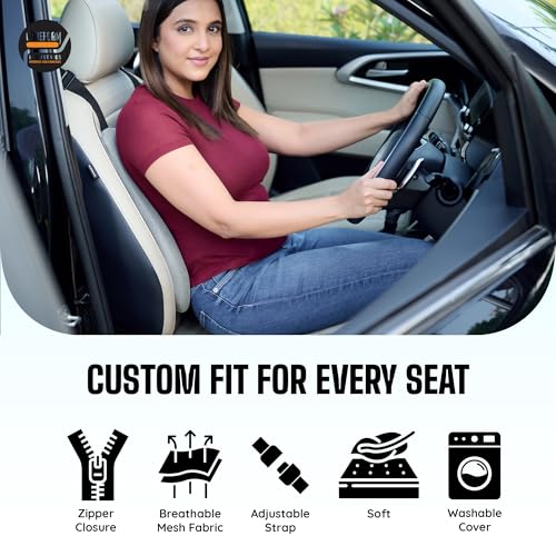 CareFoam Lumbar Support Cushion for Car | Memory Foam Back Rest for Long Drives & Daily Commutes | Fits All Car Seats | Grey Mesh | 17 x 14 x 3 Inch - Image 4
