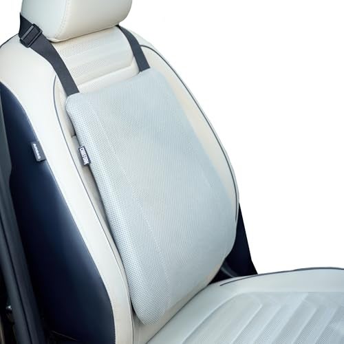 CareFoam Lumbar Support Cushion for Car | Memory Foam Back Rest for Long Drives & Daily Commutes | Fits All Car Seats | Grey Mesh | 17 x 14 x 3 Inch - Image 1