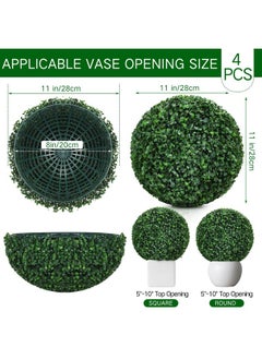 Hotop Hotop 11'' Faux Boxwood Balls Artificial Topiary with 100 LED String Light 8 Modes and Timer, Faux Boxwood Round Artificial Topiary for Outdoors Indoor Garland Patio Garden Wedding Home Decor(4 Pcs)  - Image 3