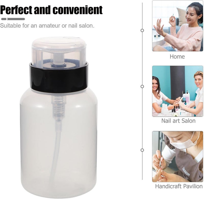 Push Down Liquid Pump Dispenser Bottle, for 200ml with Lockable Press Down Design Easy Dispensing Plastic Container Nail Polish Remover for Home Use and Nail Salons - Image 3