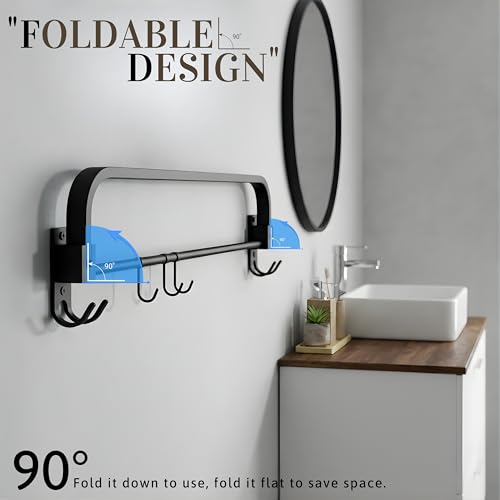 Gloxy Premium Black Matte Finish Stainless Steel Towel Rack - 24 Inch Wall Mount Bathroom Hangers for Clothes Towel Holder in Bathroom - Towel Rod or Napkin Holder for Modern Bathrooms - Image 5