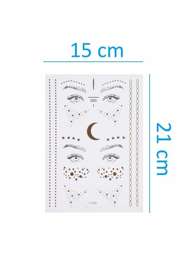 Kare Kind & Temporary Flash Stickers (3 sheets), Face Metallic Art Tattoo (5 sheets), Rhinestone Mermaid Face Jewels (3 Sheets) - Waterproof, Fake Jewelry, Glitter, Bohemian, Costume, Party, Coachella - Image 2