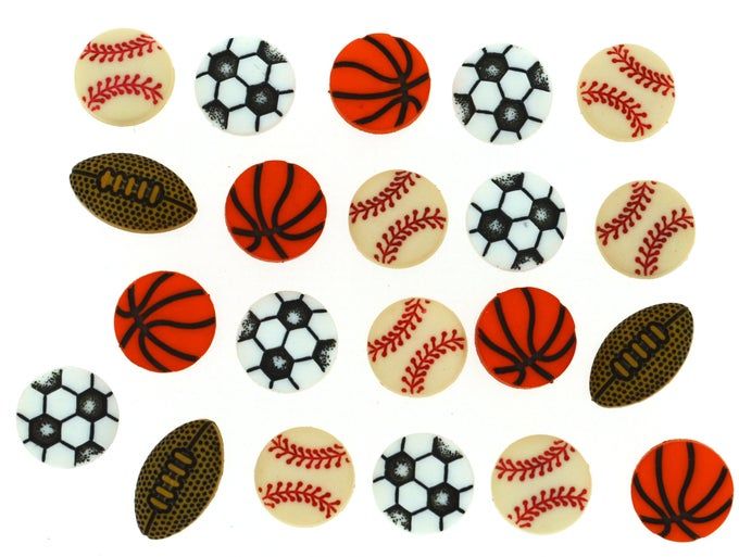 Tiny Sports Equipment Buttons, Variety