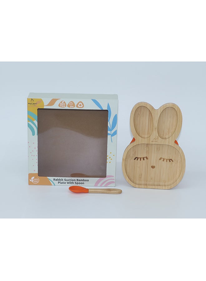 Mori Mori Rabbit Plate With Spoon And Silicone Suction  - Orange - Image 5