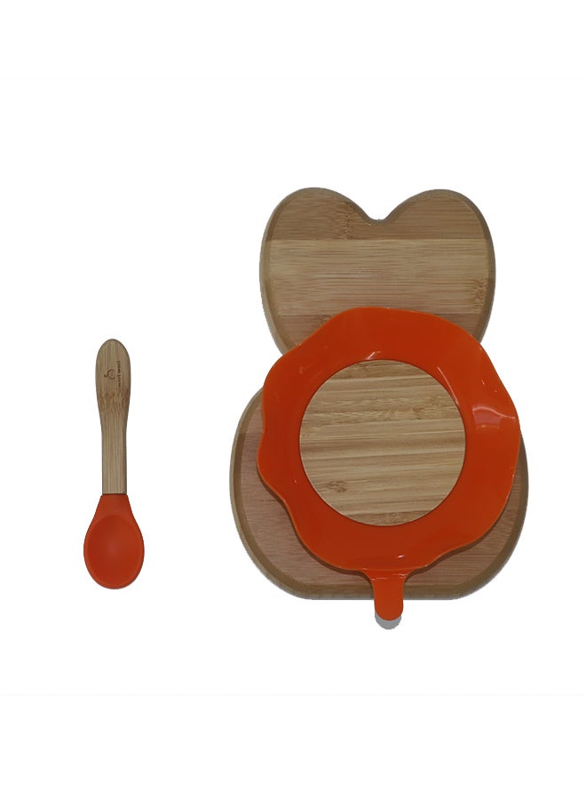 Mori Mori Rabbit Plate With Spoon And Silicone Suction  - Orange - Image 4