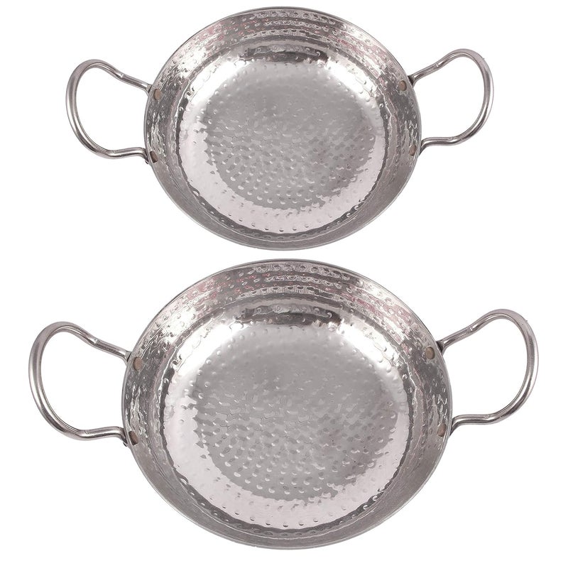 KITCHEN SHOPEE Kitchenware Kitchen Cooking Utensil Combo Set of Steel Kadhai Pack of 2 9 Inch 11 Inch - Image 1