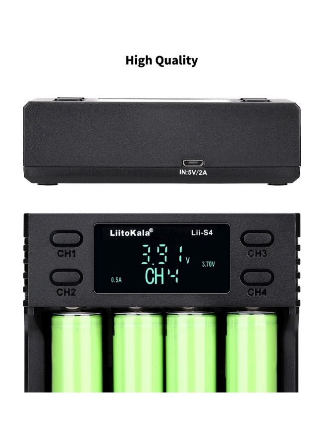 LiitoKala 4-Slot Auto-Polarity Detect Battery Charger Black - Image 2