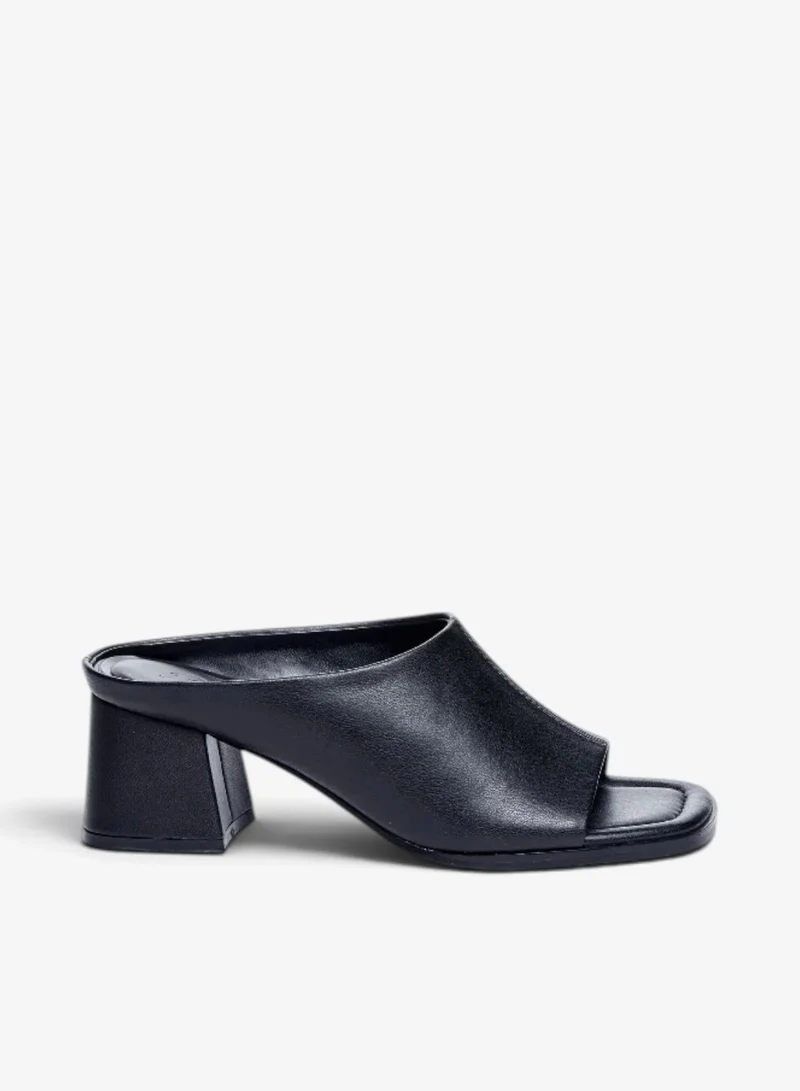 Open Toe Block Heel Mule Shoes