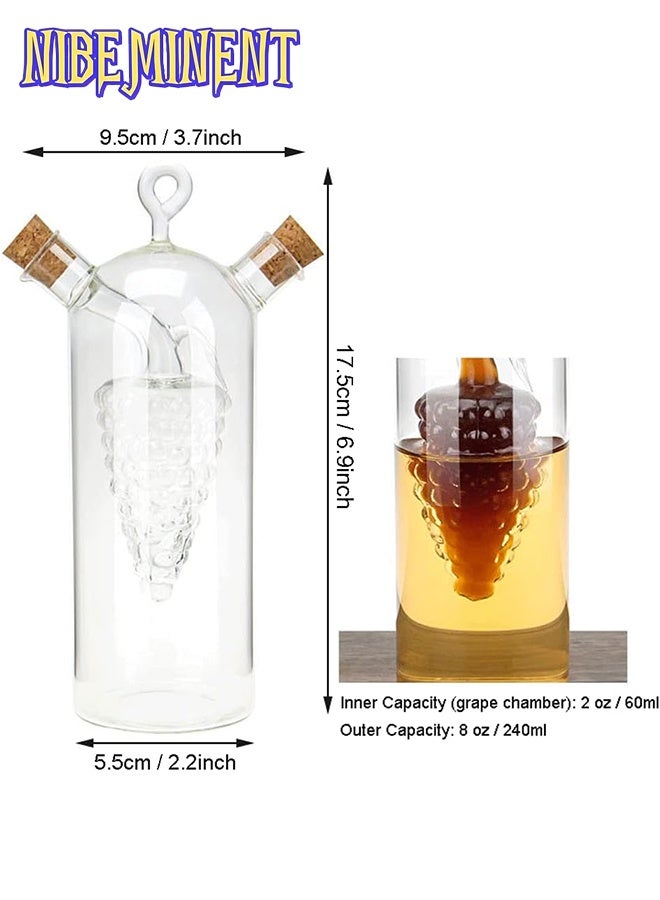 NIBEMINENT 2 in 1 Olive Oil Vinegar Dispenser Cruet, Clear Glass Vinegar and Oil Bottles, Double Pourer Spout Oil Dispenser Bottle for Kitchen Cooking Container - Image 3