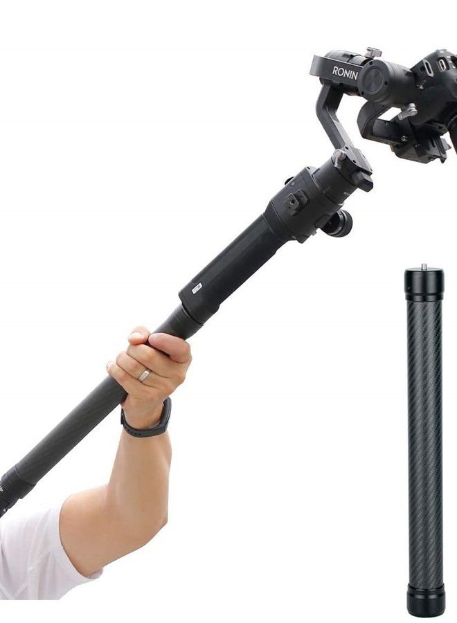 UURIG Carbon Fiber Extension Monopod Pole for DJI Ronin S/SC, DH10 Extendable Rod Handheld Stick 13.7-Inch Gimbals Stabilizer Handle Grip Compatible with DJI Ronin-S/SC/Osmo Mobile/Zhiyun Crane/Weebill s - Image 1