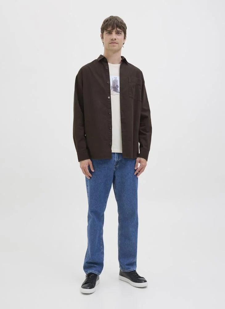 JJ Rebel Chocolate Torte solid Regular Fit Overshirt for Men | Best Price UAE