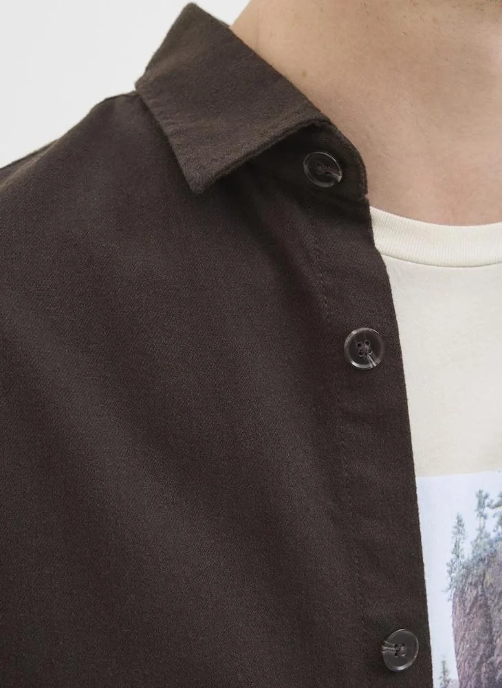 JJ Rebel Chocolate Torte solid Regular Fit Overshirt for Men | Best Price UAE