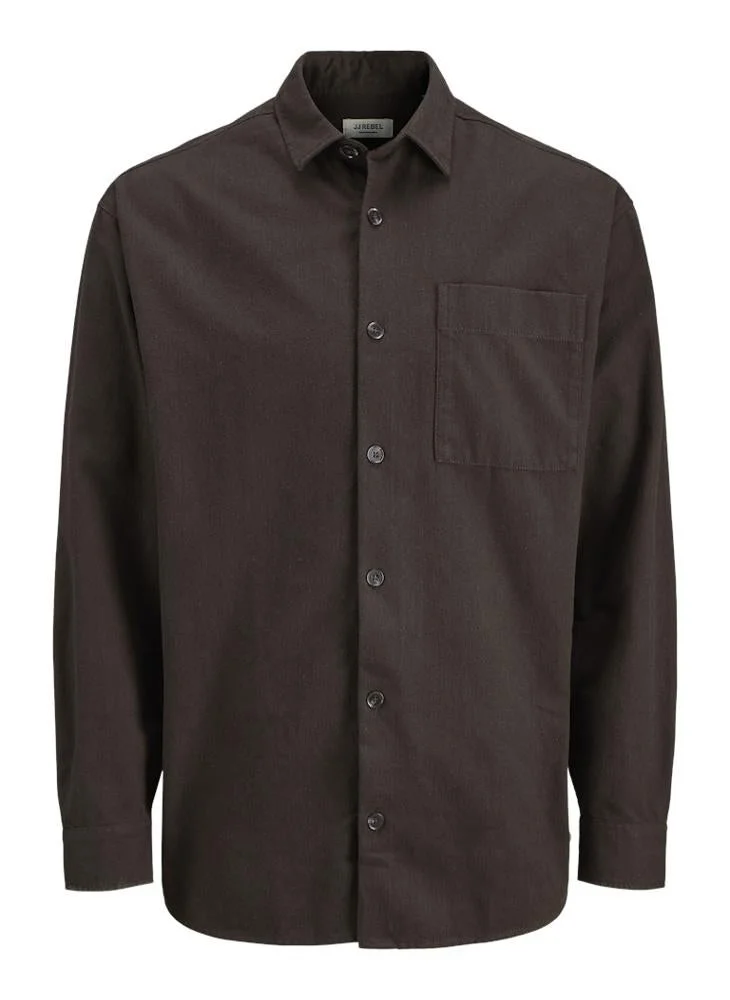 JJ Rebel Chocolate Torte solid Regular Fit Overshirt for Men | Best Price UAE