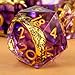 DNDND Purple Swirl Sharp Edge DND Dice Set 7Piece Filigree Resin RPG Dice with Golden Ring Inside for Dungeons Dragons Mystical Gift with Dragon Case - Image 4