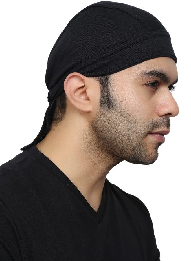 BISMAADH قبعة بيزماعد القطنية والجوارب و4 طرق لتمدد الليكرا، قبعة سريعة الجفاف للخوذة، قبعة قراصنة للرجال والنساء باللون الأسود - Image 4