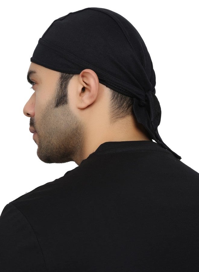 BISMAADH قبعة بيزماعد القطنية والجوارب و4 طرق لتمدد الليكرا، قبعة سريعة الجفاف للخوذة، قبعة قراصنة للرجال والنساء باللون الأسود - Image 2