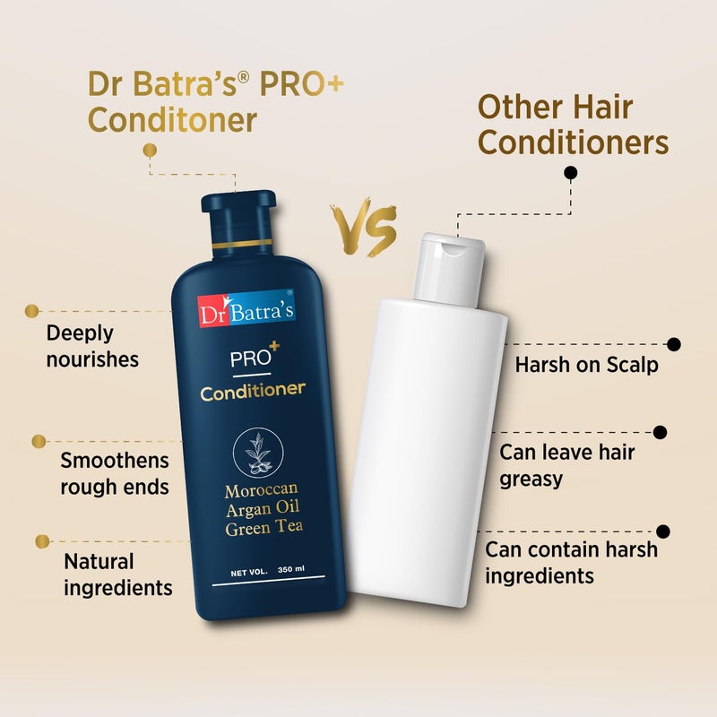 Dr Batra's Dr Batras Pro Conditioner 350Ml Each Enriched With Moroccan Argan Oil Green Tea Vitamin B For Healthy Soft Hair Damage Repair Sls Paraben Free 1 Count - Image 4