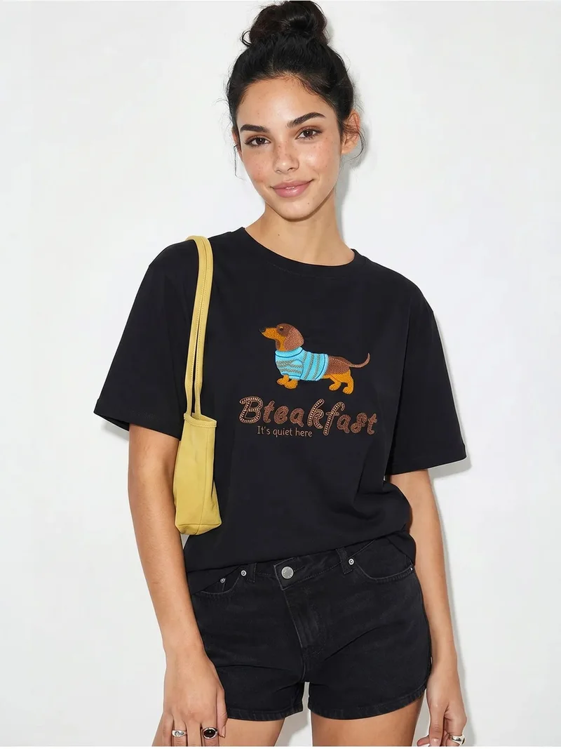 بيانكو لوتشي LUCCI Oversized Printed Cotton Jersey T-Shirt