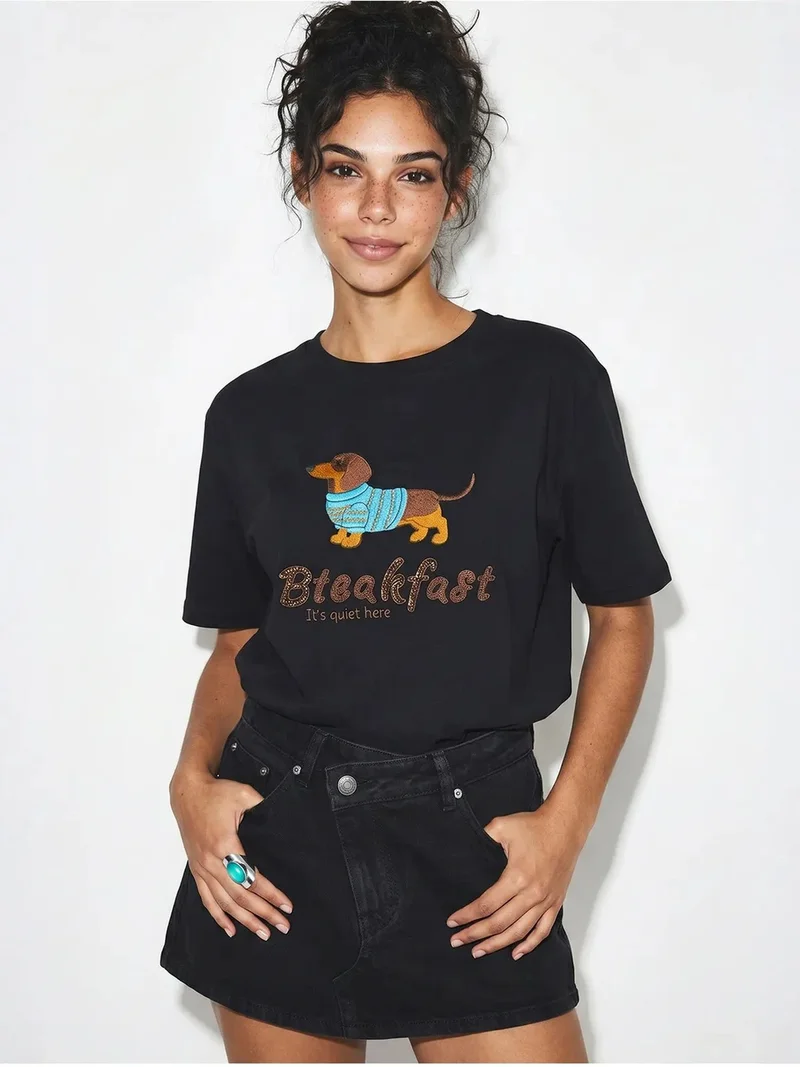 بيانكو لوتشي LUCCI Oversized Printed Cotton Jersey T-Shirt