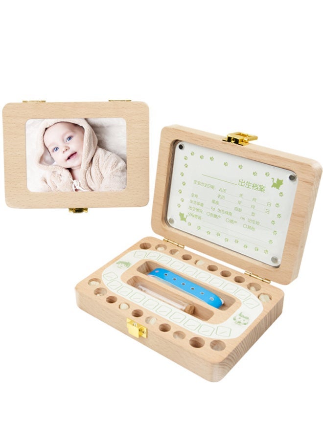 Tooth House Wooden Photo Frame Boys And Girls Baby Fetal Hair Teeth Box Children English And Japanese Fetal Hair Teeth Storage Box Gift-Color:Large Photo Frame-Chinese  - Image 1