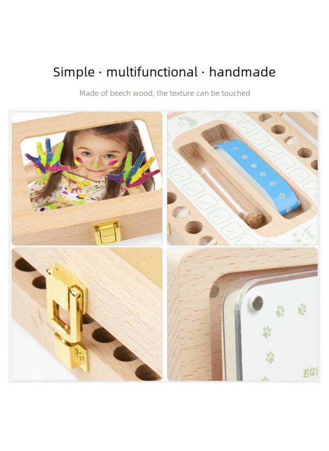 Tooth House Wooden Photo Frame Boys And Girls Baby Fetal Hair Teeth Box Children English And Japanese Fetal Hair Teeth Storage Box Gift-Color:Large Photo Frame-Chinese  - Image 4