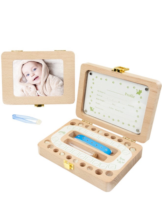 Tooth House Wooden Photo Frame Boys And Girls Baby Fetal Hair Teeth Box Children English And Japanese Fetal Hair Teeth Storage Box Gift-Color:Large Photo Frame-Chinese  - Image 2