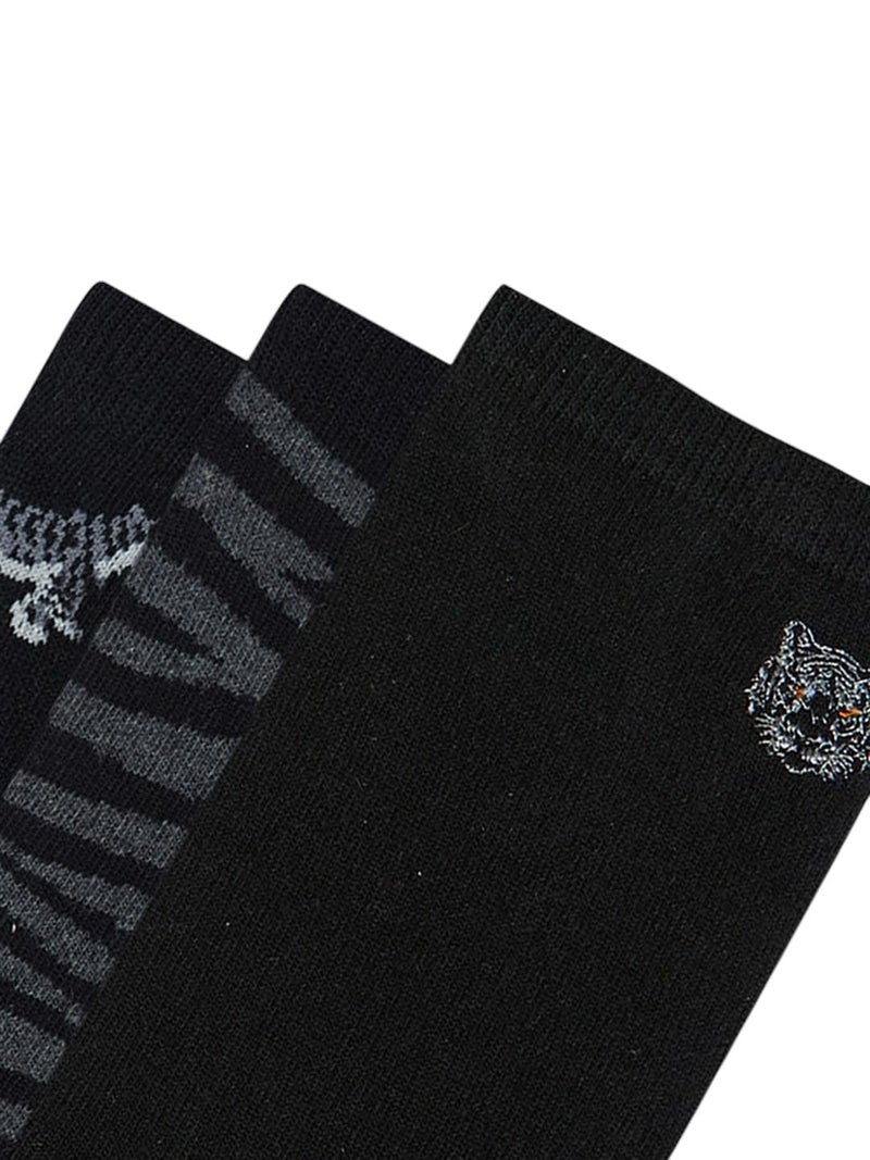 BALENZIA SocksXpress Men's WWF Lowcut Socks | 3-Pack | Animal Print Design | Free Size | Cotton Socks (Black) - Image 5