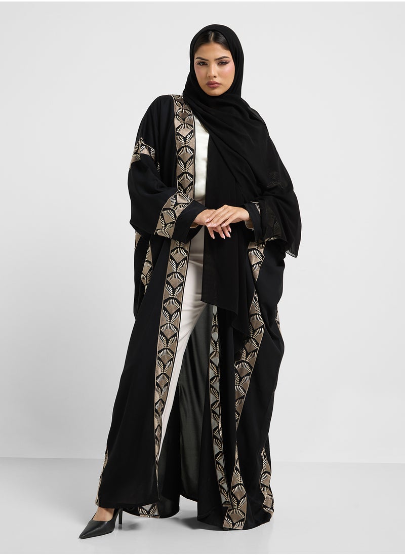 hayas closet Embroidered Cape Sleeve Abaya  - Image 1