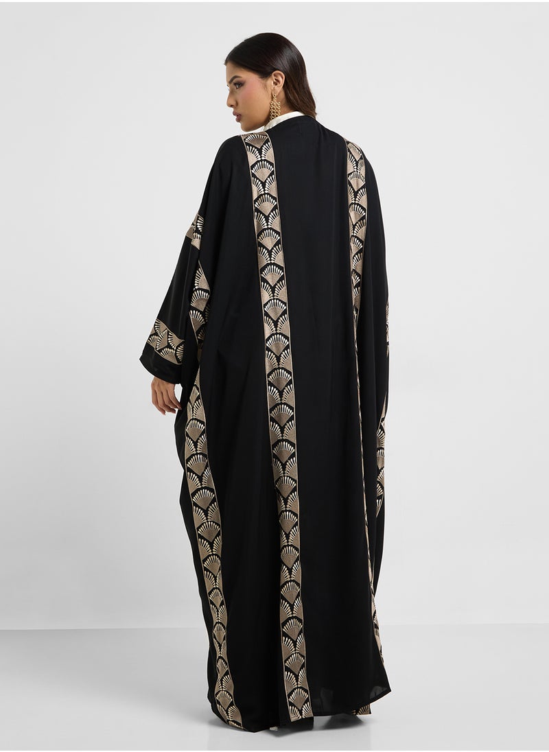 hayas closet Embroidered Cape Sleeve Abaya  - Image 2