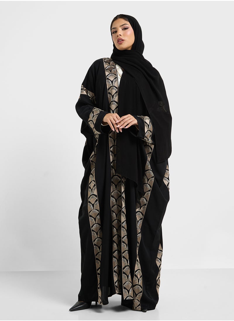 hayas closet Embroidered Cape Sleeve Abaya  - Image 5