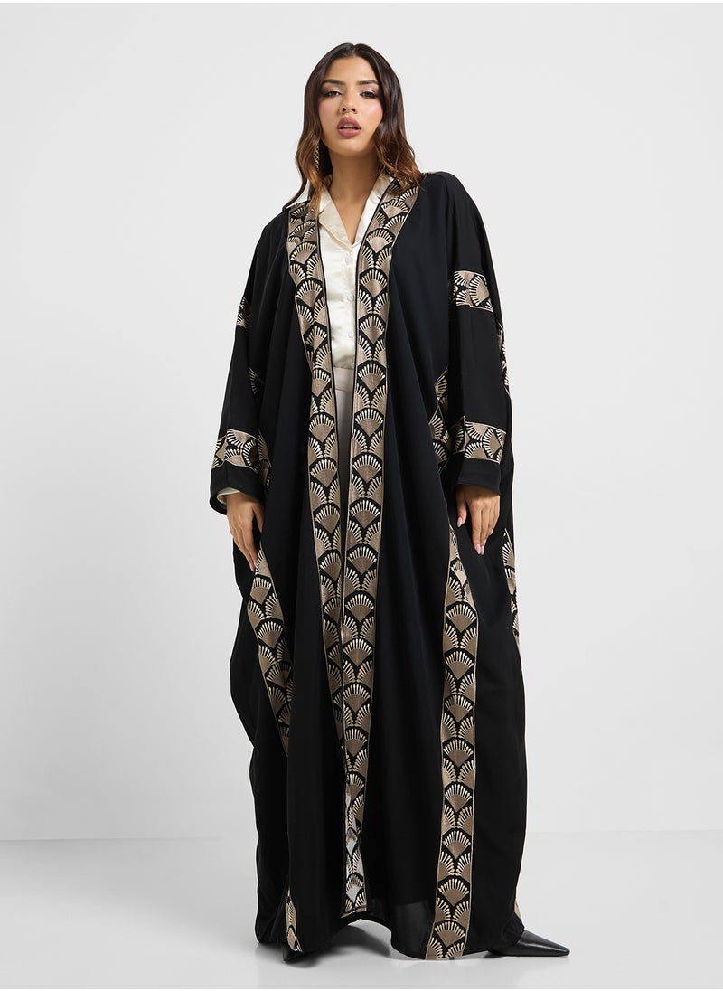 hayas closet Embroidered Cape Sleeve Abaya  - Image 3