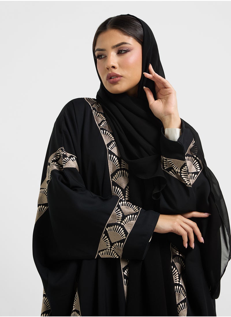 hayas closet Embroidered Cape Sleeve Abaya  - Image 4