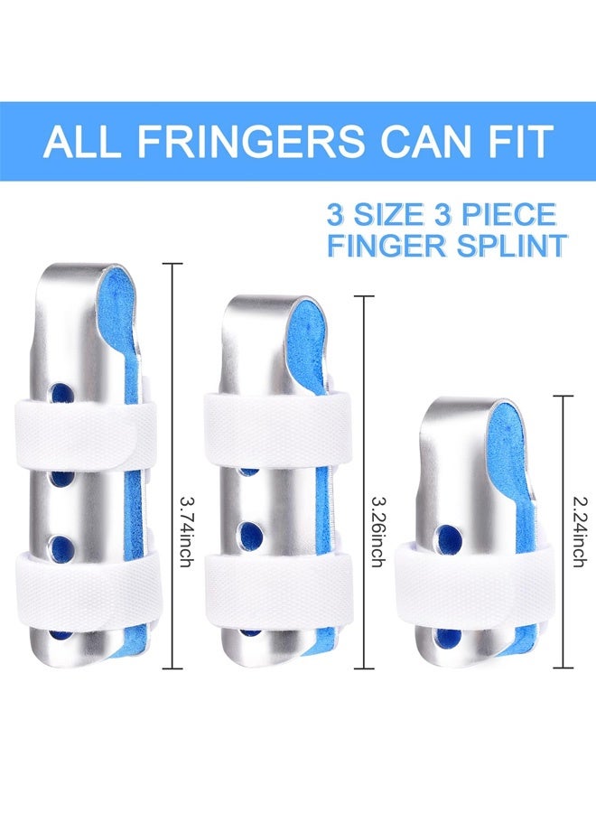 Finger Splint, 3 Pieces Finger Support Braces Finger Stabilizer for Broken Finger Straightening Arthritis Knuckle Fixation, Blue - Image 2