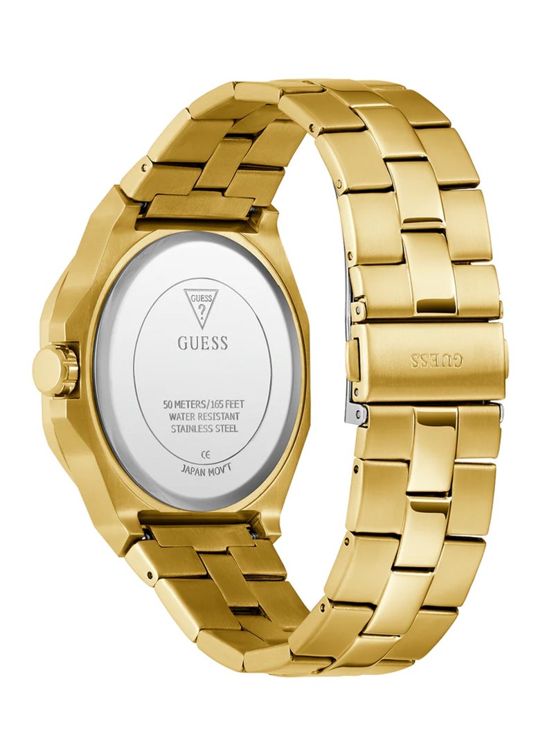 GUESS ساعة إمبراطور للرجال بتقنية الكوارتز التناظرية باللون الذهبي من الفولاذ المقاوم للصدأ GW0849G2 - Image 5