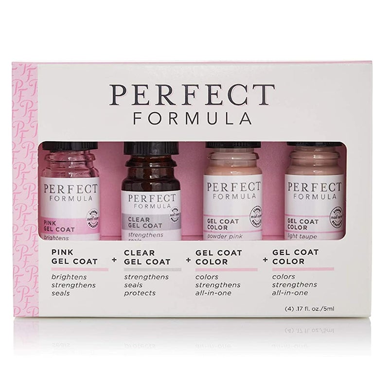 Perfect Formula Gel Coat Manicure Set - Nail Strengthener, Keratin Nail Treatment, Pink, Powder Pink, Taupe and Clear - Nail Strengthener for Damaged Nails - Made In The USA, 0.17 Fl Oz (4 Pieces) - Image 1