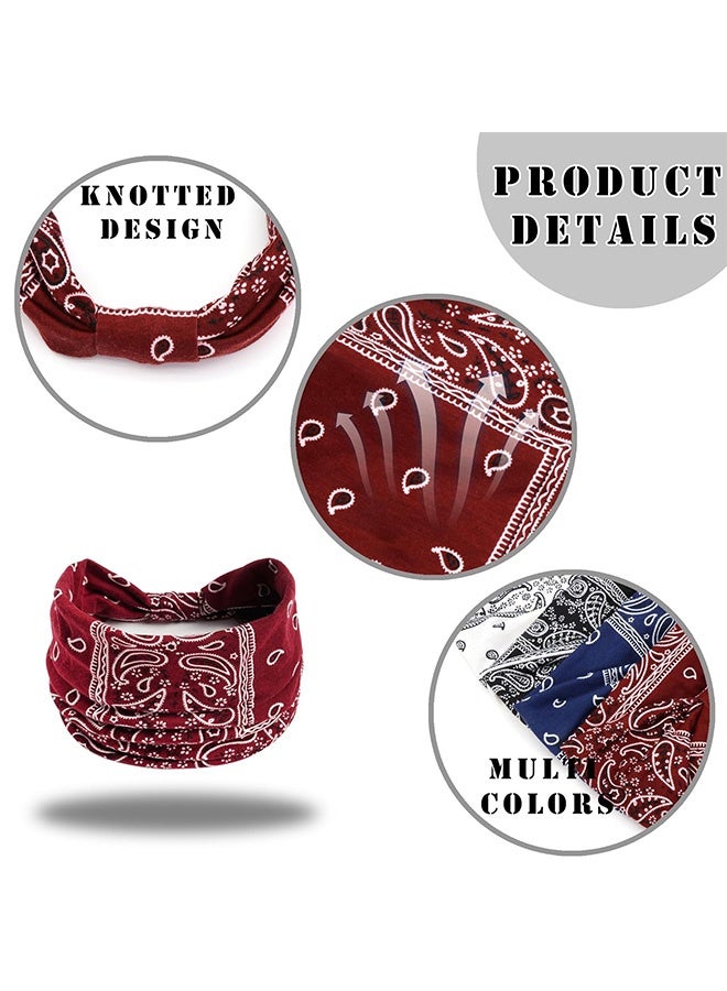 Quantum 4 PCS Headbands, Wide Knotted Stretch Boho Headbands, Non-Slip Head Turban Yoga Sports Hair Accessories for Women Girls - Image 3