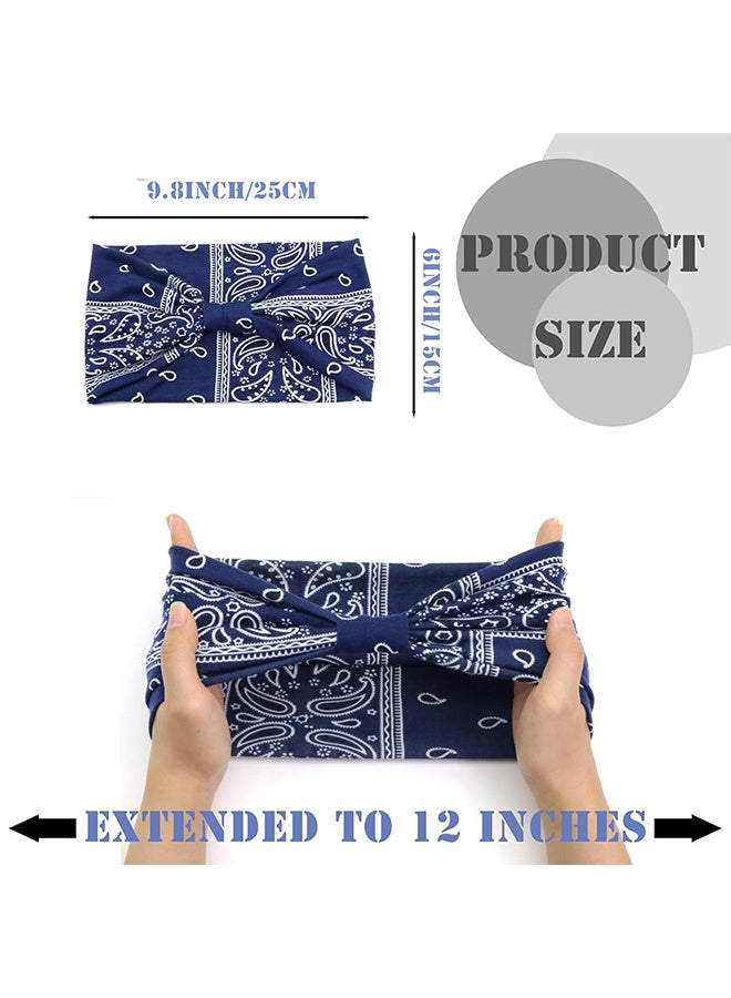 Quantum 4 PCS Headbands, Wide Knotted Stretch Boho Headbands, Non-Slip Head Turban Yoga Sports Hair Accessories for Women Girls - Image 2