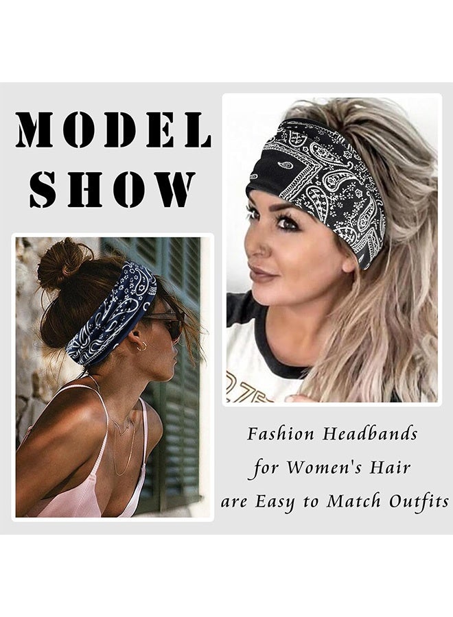 Quantum 4 PCS Headbands, Wide Knotted Stretch Boho Headbands, Non-Slip Head Turban Yoga Sports Hair Accessories for Women Girls - Image 5