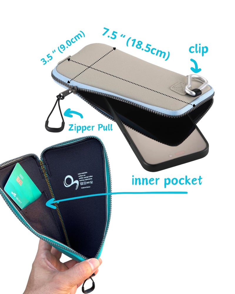 OneJoy Phone Sleeve Lightweight Cell Phone Pouch for Mobile Protection, Slim Fit and Durable, with Clip-on for Easy Carrying, Enough for 6.1" to 6.9" Cellphone [ Beige ] - Image 3