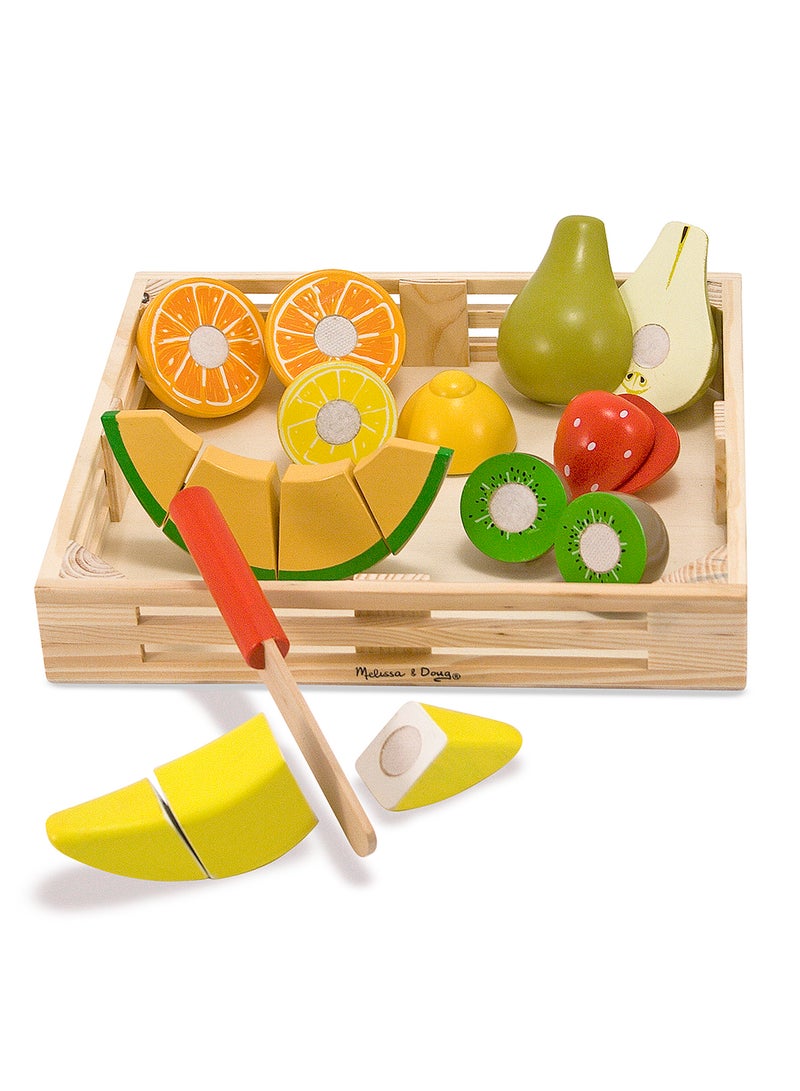 Melissa & Doug Cutting Fruit Set - Wooden Play Food Kitchen Accessory, Multi Pretend Play Kitchen Accessories, Wooden Cutting Fruit Toys For Toddlers And Kids Ages 3+ - Image 2