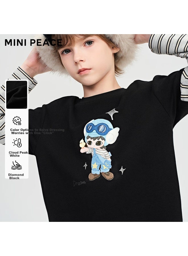 Minipeace Peacebird Kids Winter New Boys' Long Sleeve T-shirt Facpf412a Black 160cm - Image 1