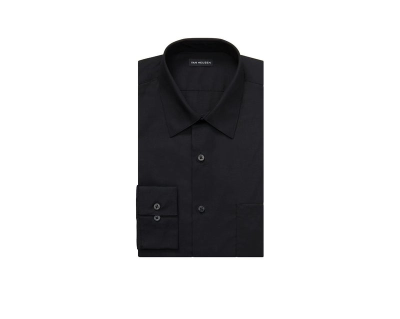 Van Heusen Men's Dress Shirt Fitted Poplin Solid, Black, 16.5" Neck 36"-37" Sleeve - Image 3